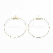 Brass Pendants, Ring, Real 18K Gold Plated, 44.5x40~41x1.5mm, Hole: 0.9mm(KK-S348-299)