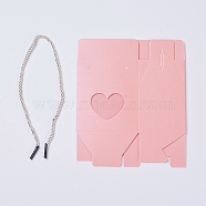 Creative Portable Foldable Paper Box, Wedding Favor Boxes, Favour Box, Paper Gift Box, with Heart Clear Window and Rope Handle, Rectangle, Pink, Box: 10.5x8.9x6.7cm(X-CON-L018-D04)