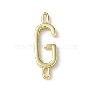 Rack Plating Brass Connector Charms, Cadmium Free & Lead Free, Long-Lasting Plated, Real 18K Gold Plated, Letter G, 22.5x7x1.5mm, Hole: 3x0.8mm(KK-P245-07G-G)