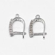 Brass Micro Pave AAA Cubic Zirconia Ear Harp Hoop Earring Findings,  with Latch Back Closure, Cadmium Free & Nickel Free & Lead Free, Real Platinum Plated, 18x12x4mm, Hole: 1.5mm, pin: 0.5mm(KK-F699-02P-NR)