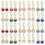 ARRICRAFT 20 Pairs 10 Colors Glass Rhombus Dangle Leberback Earrings, Golden 304 Stainless Steel Jewelry for Women, Mixed Color, 30mm, Pin: 0.8x1mm, 2 Pair/color(EJEW-AR0001-07)