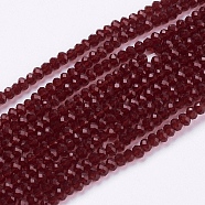 Transparent Glass Beads Strands, Faceted, Rondelle, Dark Red, 3x2mm, Hole: 0.8mm, about 185~190pcs/strand, 15.5~16 inch(39.3~40.6cm)(GLAA-F078-B03)