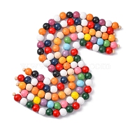 5 Strands 5 styles Halloween Spray Painted Natural Wood Beads Strands, Round, Mixed Color, 15~16.5x14~15mm, Hole: 3~4mm, about 25pcs/strand, 14.29 inch~14.53 inch(36.3cm~36.9cm), 1 strand/style(WOOD-YW0001-04)