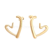 316 Surgical Stainless Steel Stud Earrings for Women, Real 18K Gold Plated, Heart, 23x23mm(STAS-M062-02G-E)