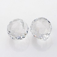 Faceted Round Glass Pendants, Clear, 23~25x21mm, Hole: 2mm(GLAA-O008-G04)