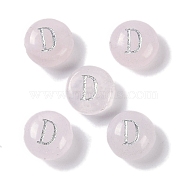 Natural Rose Quartz Beads, Rondelle with Letter, Letter D, 8.5~9x5~5.5mm, Hole: 1.2mm(G-L524-20D-01)