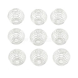 Iron Wire Pendants, Spiral Bead Cage Pendants, Round, Platinum, 30x24mm, Hole: 7mm(IFIN-Q125-02C-A-P)