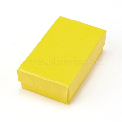 Cardboard Jewelry Pendant/Earring Boxes, 2 Slots, with Black Sponge, for Jewelry Gift Packaging, Yellow, 8.4x5.1x2.5cm(CBOX-L007-006A)
