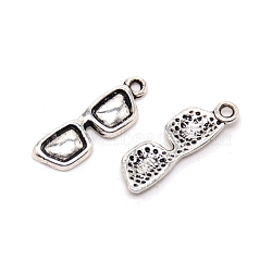 Glasses Alloy Small Handmade Charms Pendant, Antique Silver, 21x6.5x2mm, Hole: 1.4mm(PALLOY-WH0086-79AS)