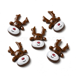 Christmas Opaque Resin Cabochons, Reindeer, Coconut Brown, 26x17x6mm(RESI-K019-26)