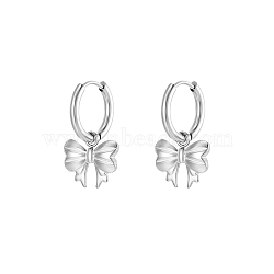 Elegant Stainless Steel Bowknot Hoop Earrings(UM1027-2)