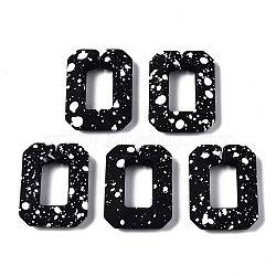 Spray Painted CCB Plastic Linking Rings, Quick Link Connectors, for Jewelry Chain Making, Rectangle, Black, 28x21x6mm, Inner Diameter: 8.5x15mm(CCB-Q091-017B)