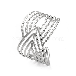 304 Stainless Steel Chevron Cuff Bnagles for Women, Stainless Steel Color, 1-3/4 inch(4.6cm), Inner Diameter: 2-3/8 inch(5.9cm)(BJEW-G729-02P)