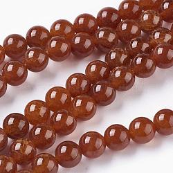 Natural Crackle Agate Beads Strands, Heated & Dyed, Round, Red, 8mm, Hole: 1mm, about 48pcs/strand, 15.4 inch(39cm)(G-D868-8mm-01)