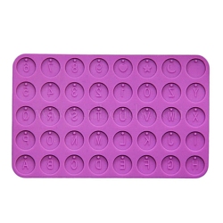 DIY Silicone Pendant Molds, Decoration Making, Resin Casting Molds, For UV Resin, Epoxy Resin Jewelry Making, Flat Round with Letter & Number, Dark Orchid, 70x100x20mm(PW-WG36929-01)