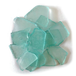 Glass Cabochons, Large Sea Glass, Tumbled Frosted Beach Glass for Arts & Crafts Jewelry, Irregular Shape, Turquoise, 20~50mm, about 1000g/bag(PW-WG75383-05)