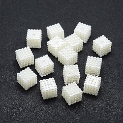 ABS Plastic Imitation Pearl Beads, Cube, Creamy White, 12x12x12mm, Hole: 1mm, about 450pcs/500g(OACR-A009-02A-01)