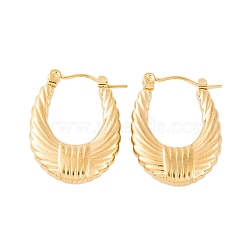 Ion Plating(IP) 304 Stainless Steel Hoop Earrings for Women, Oval, Real 18K Gold Plated, 24x4mm(EJEW-P279-15G)