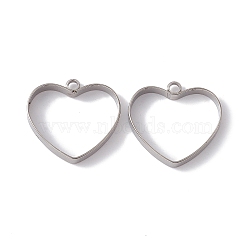 Non-Tarnish 201 Stainless Steel Pendants, Heart Charms, Stainless Steel Color, 20x21x3.5mm, Hole: 2mm(STAS-G291-07P)