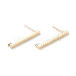 304 Stainless Steel Stud Earring Findings, Rectangle, Real 18K Gold Plated, 20x2mm, Hole: 1.6~2mm, Pin: 0.7mm(STAS-G224-21G-01)