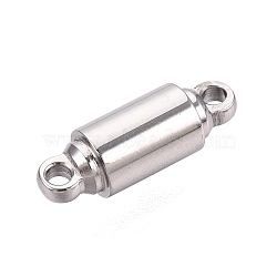 304 Stainless Steel Magnetic Clasps, Tube, Stainless Steel Color, 12x4mm, Hole: 1.2mm(STAS-N127-02A-P)