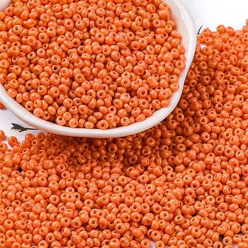 8/0 Baking Paint Glass Seed Beads, Round Hole, Teardrop, Dark Orange, 3x2mm, Hole: 1mm, about 18750pcs/pound