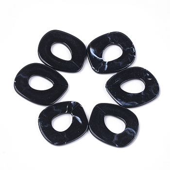 Acrylic Linking Rings, Quick Link Connectors, For Jewelry Chains Making, Imitation Gemstone Style, Black, 51.5x45x3.5mm, Hole: 23x16mm, about: 78pcs/500g