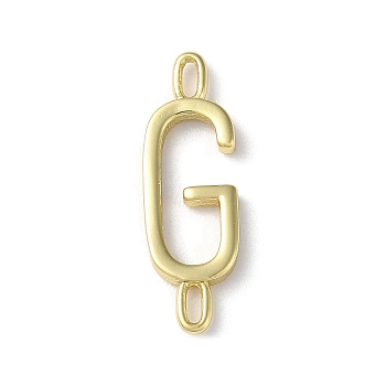 Rack Plating Brass Connector Charms, Cadmium Free & Lead Free, Long-Lasting Plated, Real 18K Gold Plated, Letter G, 22.5x7x1.5mm, Hole: 3x0.8mm