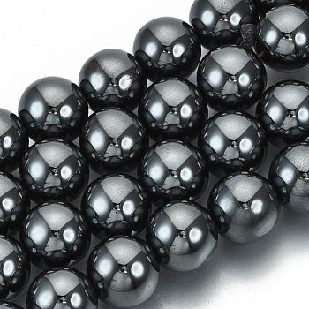 Non-magnetic Synthetic Hematite Beads Strands, Grade A, Round, 12mm, Hole: 2mm, about 30pcs/strand, 15.5 inch
