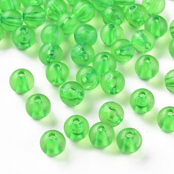Transparent Acrylic Beads, Round, Lawn Green, 8x7mm, Hole: 2mm, about 1745pcs/500g