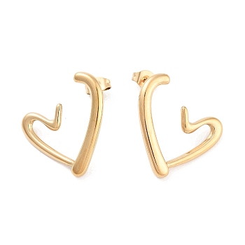 316 Surgical Stainless Steel Stud Earrings for Women, Real 18K Gold Plated, Heart, 23x23mm