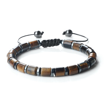 Bohemian Style Unique Design Beaded Bracelets, Column Natural Tiger Eye Adjustable Bracelets for Women