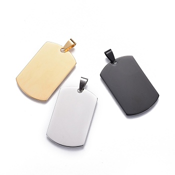 201 Stainless Steel Stamping Blank Tag Pendants, Rectangle, Mixed Color, 40x25x1.5mm, Hole: 4x9mm