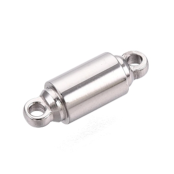 304 Stainless Steel Magnetic Clasps, Tube, Stainless Steel Color, 12x4mm, Hole: 1.2mm