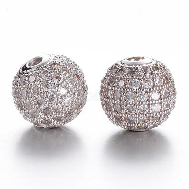 10mm Clear Round Brass + Cubic Zirconia Beads