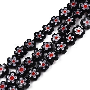 Black Flower Millefiori Lampwork Beads