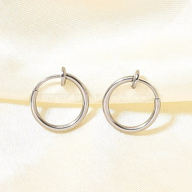 Tarnish Resistant 304 Stainless Steel Retractable Clip-on Hoop Earrings(STAS-I097-078P)-4