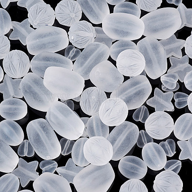 100Pcs 5 Style Transparent Frosted Acrylic Beads(FACR-PJ0001-02)-5