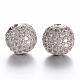 CZ Brass Micro Pave Grade AAA Clear Color Cubic Zirconia Round Beads(KK-O065-10mm-05P-NR)-1