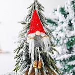 Cloth Sequins Gnome Pendant Decorations, Christmas Tree Hanging Decorations, Red, 200x80mm(XMAS-PW0005-21B)