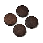 Natural Wood Beads, Dyed, Flat Round, Coconut Brown, 20x5mm, Hole: 2.5mm(WOOD-A026-13)
