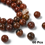 60Pcs Natural Red Jasper Beads, Round, Grade AB, 6mm, Hole: 1mm(G-YW0002-18A)