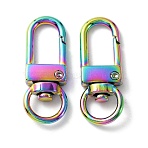 Zinc Alloy Swivel Clasps, Swivel Snap Hook, Rainbow Color, 33.5x12x5mm, Hole: 5.5x8mm(FIND-WH0143-24M)