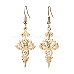 Stainless Steel Dangel Earrings, with 304 Stainless Steel Earring Hooks, Lotus Charms, Golden, 51x17mm(EJEW-JE05771-01)