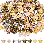 200PCS 4Colors Tibetan Style Charms, Cadmium Free & Lead Free, Bee, Mixed Color, 10x11x2mm, Hole: 2mm(TIBEP-DC0001-04)