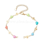 304 Stainless Steel Enamel Colorful Heart Link Chain Bracelet Making, Golden, 7-1/8 inch(18.2cm)(AJEW-JB01304)