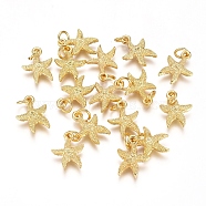 Electroplated Alloy Charms, Long-Lasting Plated, with Brass Jump Ring, Starfish/Sea Stars, Golden, 14.5x11x3mm, Hole: 3.5mm(PALLOY-G267-06G)