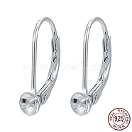 925 Sterling Silver Leverback Hoop Earrings, Silver, 17x10x4mm, Pin: 0.7mm(STER-L054-51S)