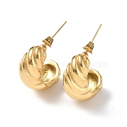 Ion Plating(IP) 304 Stainless Steel Croissant Stud Earrings for Women, Golden, 23x16x11.5mm, Pin: 0.8mm(EJEW-G335-16G)