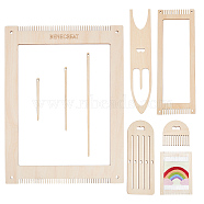 Wood Tassel Maker Kits, inluding Weaving Stick, Weaving Comb and Weaving Crochet Needle, Wheat, 5~30x0.5~22.5x0.3cm, 8pcs/set(DIY-WH0401-41)
